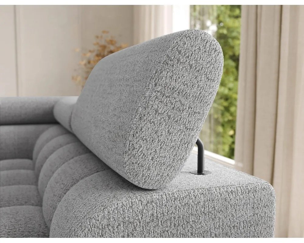 Szürke buklé kinyitható sarokkanapé (jobb oldali-U alakú) Feraria – ELTAP