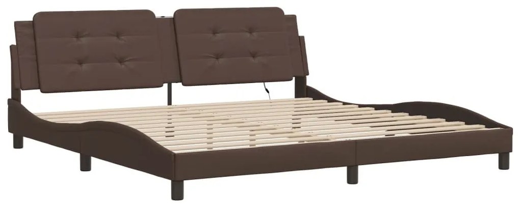 barna ágykeret LED-ekkel matrac nélkül Zadar 200 x 200 cm