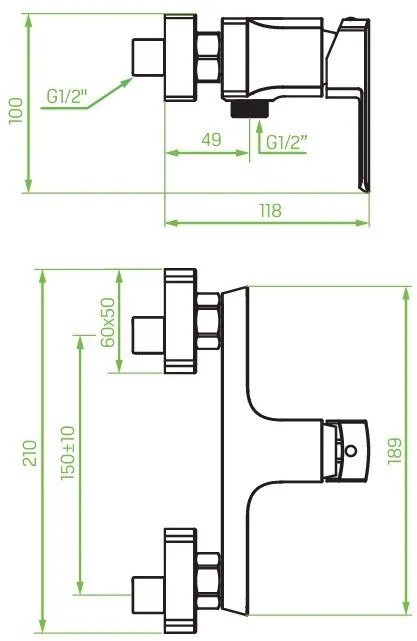 Laveo Calla, fali zuhanycsaptelep 150mm, króm, LAV-BAC_040D