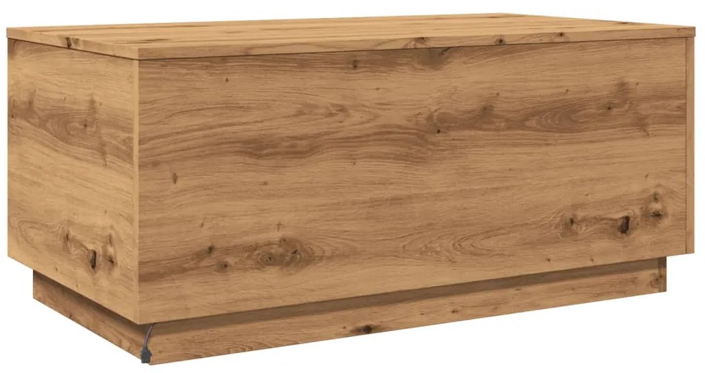 kézműves tölgy színű dohányzóasztal LED-lámpákkal 90x50x40 cm