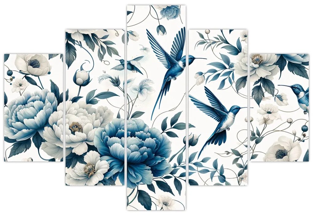 Kép - Kolibrikok virágokkal (150x105 cm)