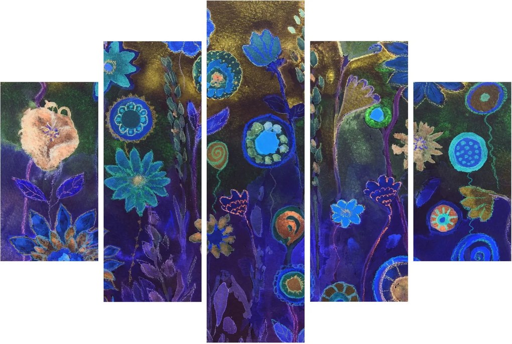 Sötétkék virágok képe (150x105 cm)