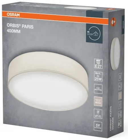 Osram - ORBIS PARIS mennyezeti lámpa, 2×E27, 25 W/230 V, átmérő 40 cm, krémszínű