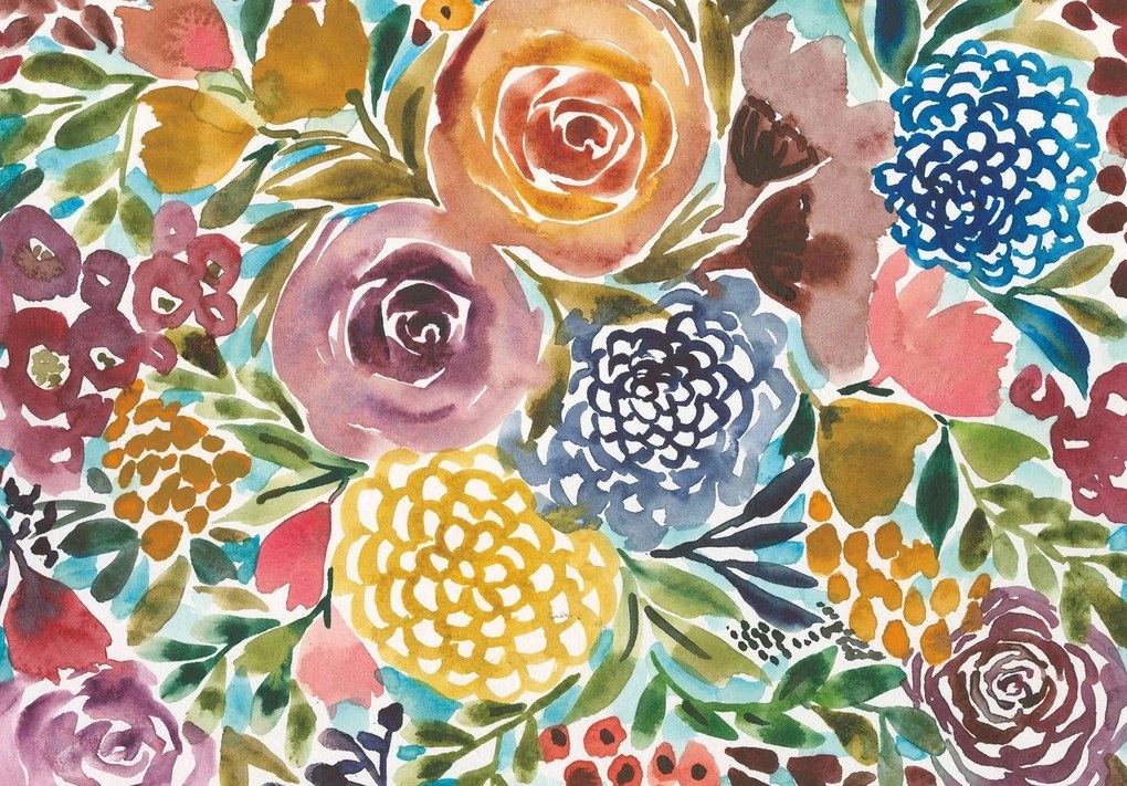 Fotótapéta Festett kép színes Virágok Ragasztó Ajándék 254 x 184