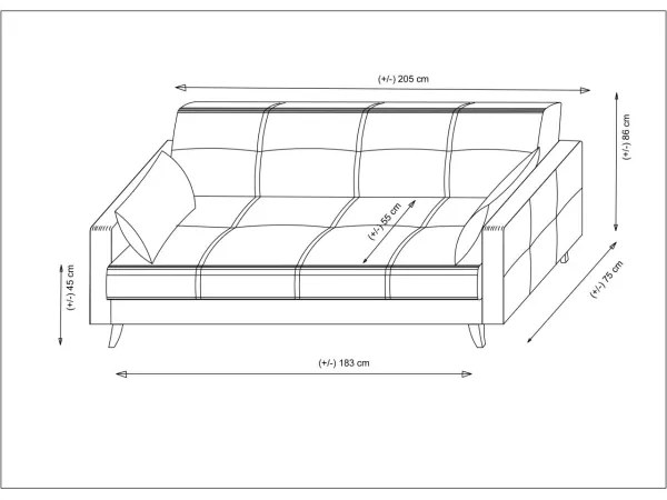 Háromszemélyes kihúzható kanapé KORFU világosszürke