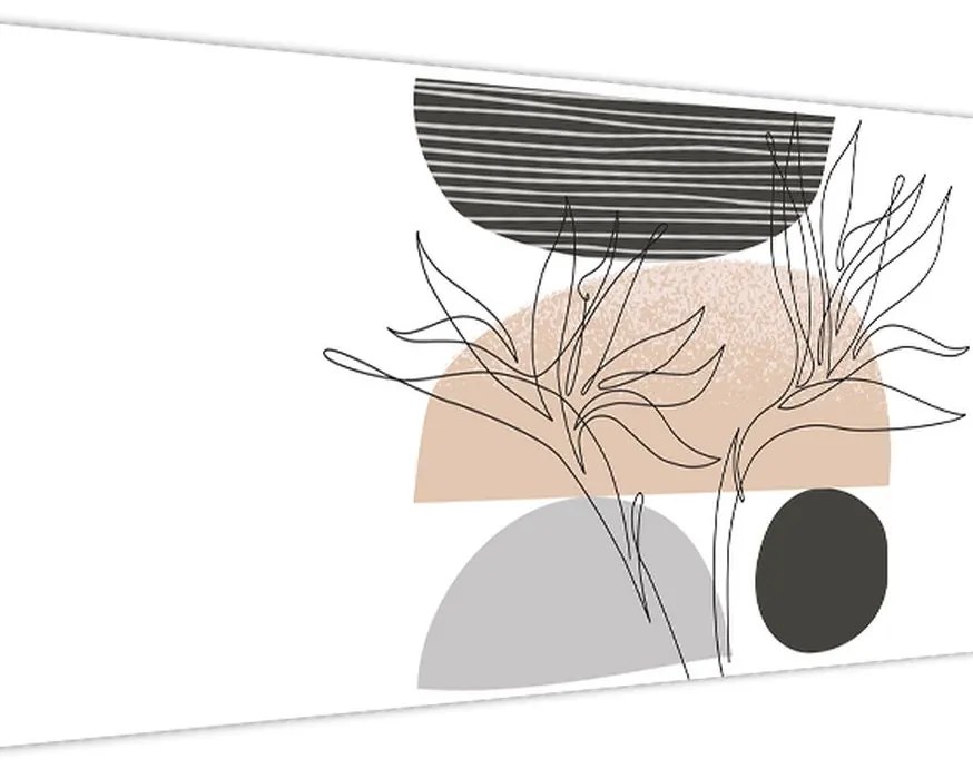 Kép - Vonal művészet virágok N⁰2 (120x50 cm)