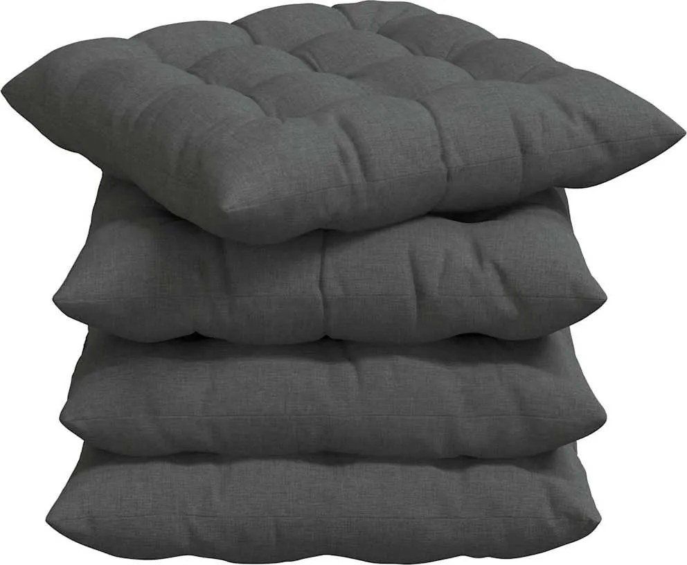 vidaXL Ülőpárnák 4 pcs Sötétszürke 40 x 40 x 6 cm szövet