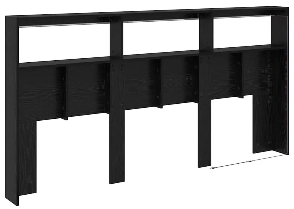 Fejtámla polcokkal Fekete tölgy 200 x 17 x 102 cm Faanyag
