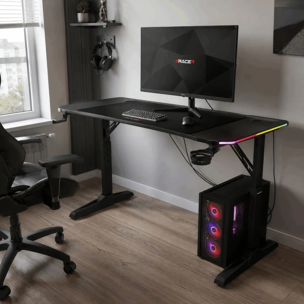 NERO állítható gamer asztal 160 × 60 cm