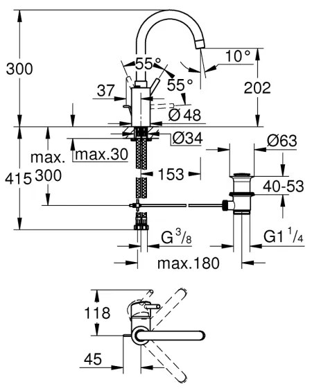 GROHE 32629002 - CONCETTO mosdócsaptelep L méret, fényes króm