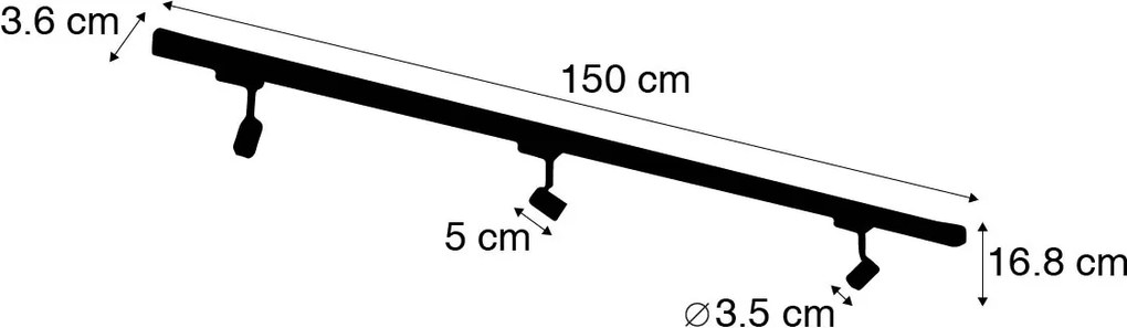 Modern fekete sínrendszer 3 lámpás 3 fázisú bal - Jeany
