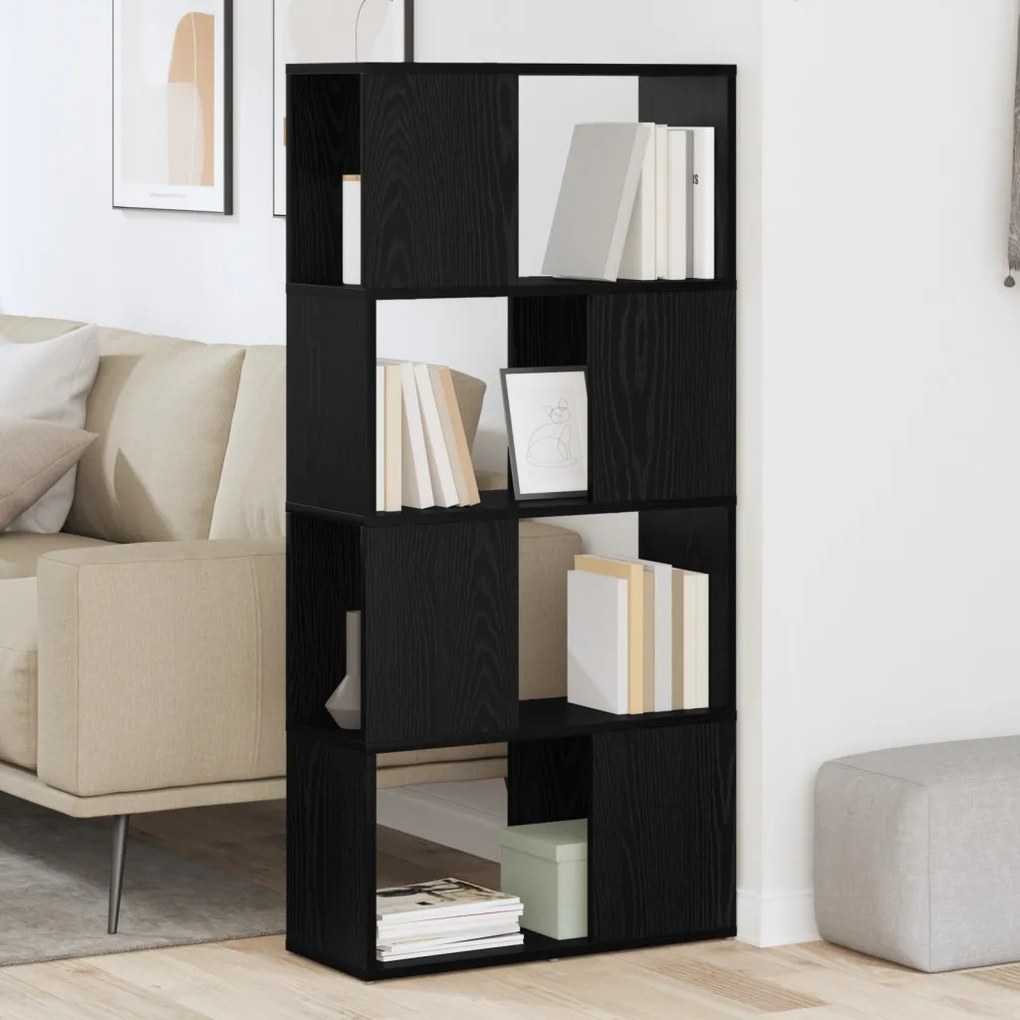 könyvespolc Fekete tölgy Szerelt fa 60 x 24 x 124 cm