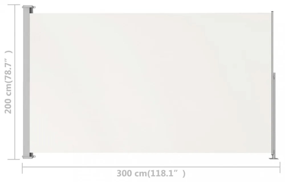 krémszínű behúzható oldalsó terasznapellenző 200 x 300 cm