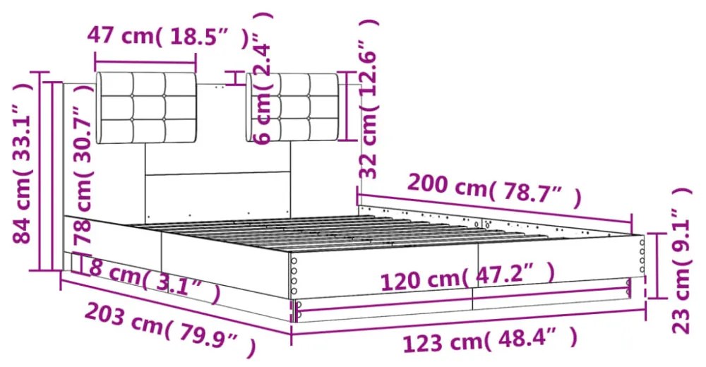 fekete szerelt fa ágykeret fejtámlával 120 x 200 cm