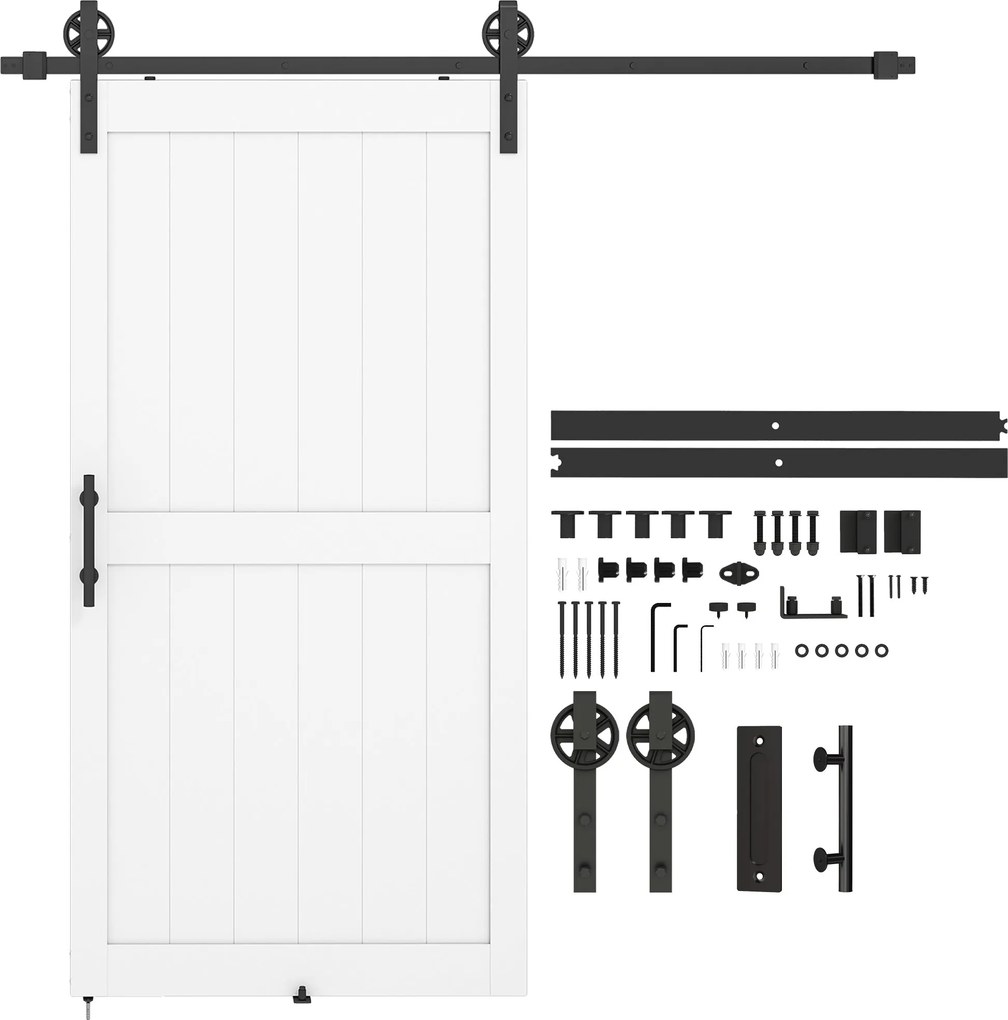 HOMCOM rusztikus tolóajtó készlet (106,6 x 213,4 cm) – sín és szerelék | Aosom