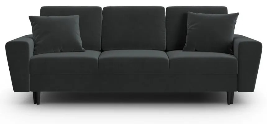 Sötétszürke bársony kinyitható tárolóhelyes kanapé 235 cm Kyoto – Cosmopolitan Design