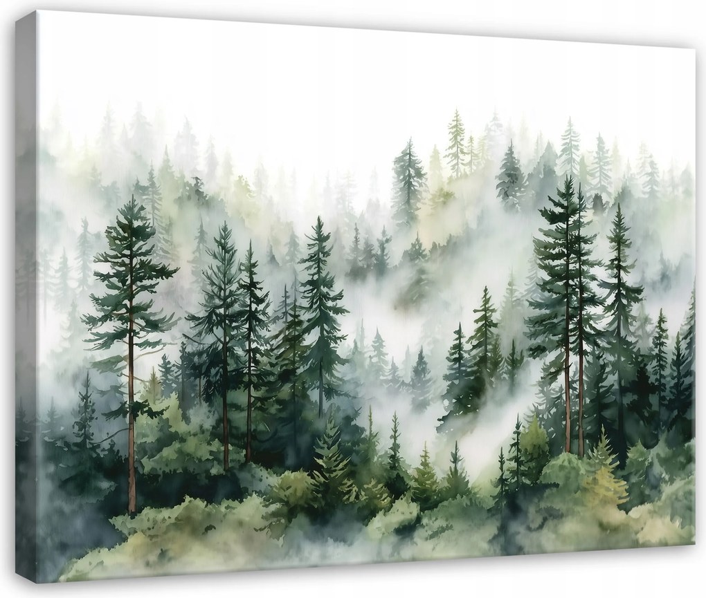 Vászonkép Erdő A Ködben Fák Tájkép Hálószoba Nappali Konyha Vászonkép 100x70