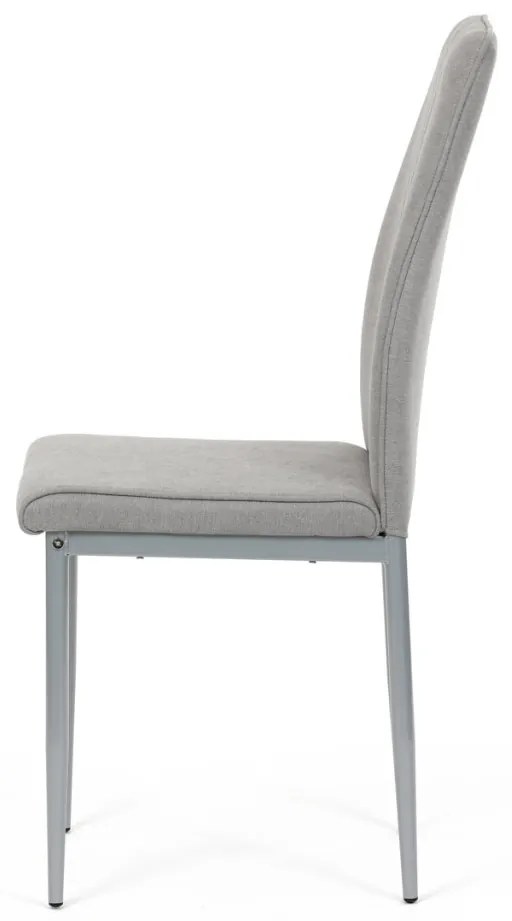 Scaun de sufragerie, tapițerie din material textil de culoarea trufei, picioare din metal gri