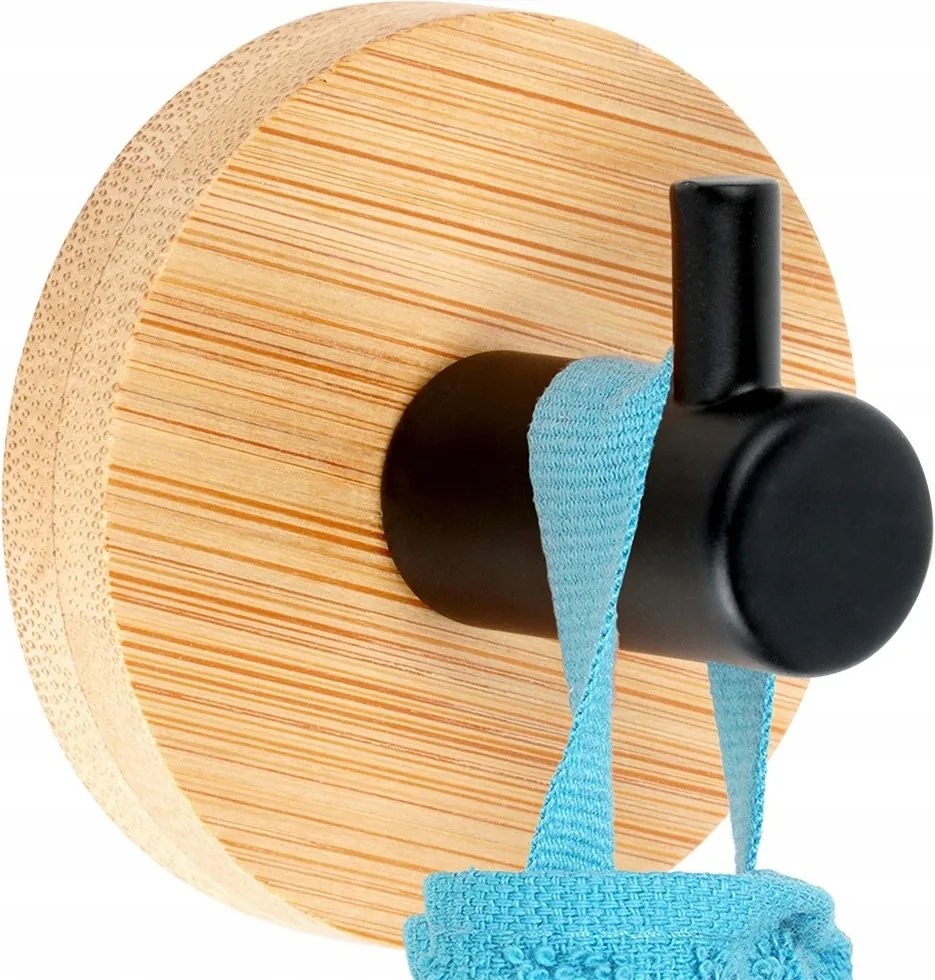 Bambusz akasztó fém öntapadós törölközőtartó fürdőszobai törlőkendő