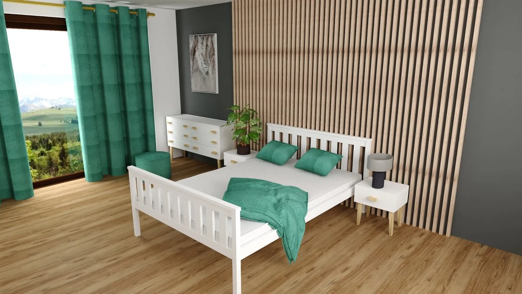 Ágy KALEA 90 x 200 cm, fehér Matrac: Coco Maxi matrac 20 cm, Ágyrács: Deszkás ágyráccsal
