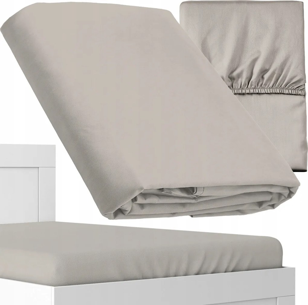 Szatén Gumis Lepedő Mikroszatén Mikroszálas Bézs 160x200