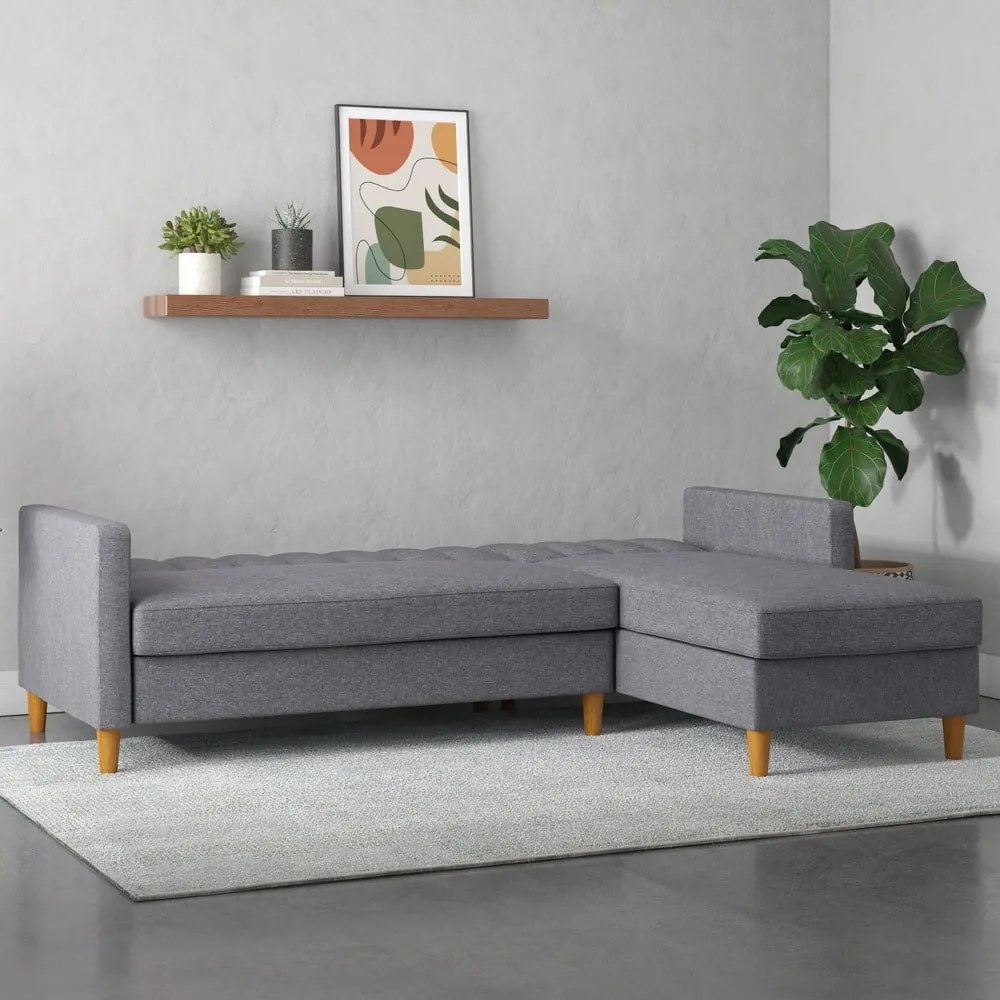 Szürke kinyitható sarokkanapé Celine – Støraa