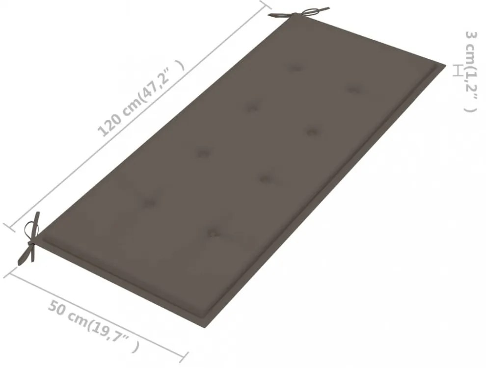 tömör tíkfa Batavia pad tópszínű párnával 120 cm