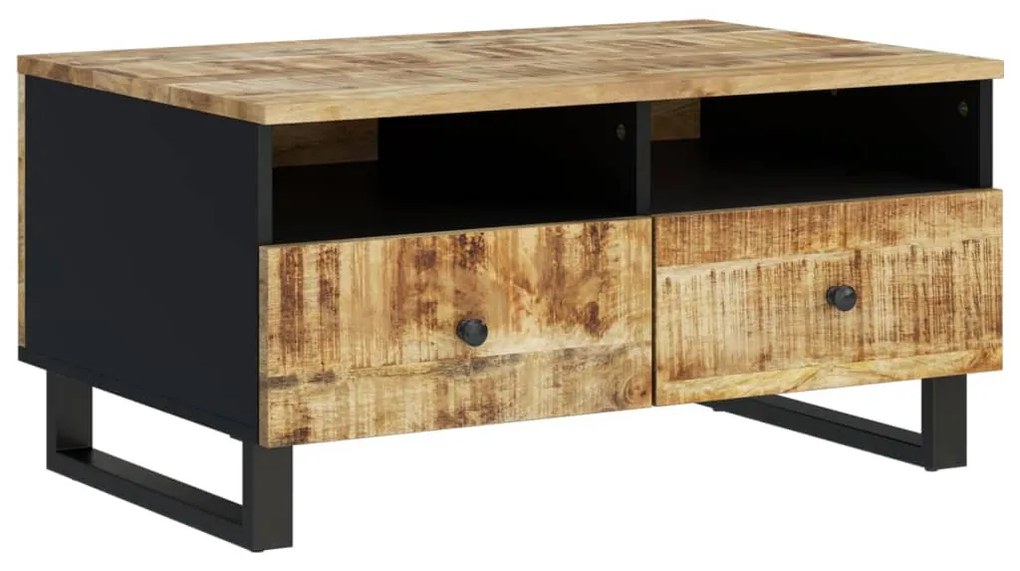 Tömör mangófa és szerelt fa dohányzóasztal 80 x 54 x 40 cm