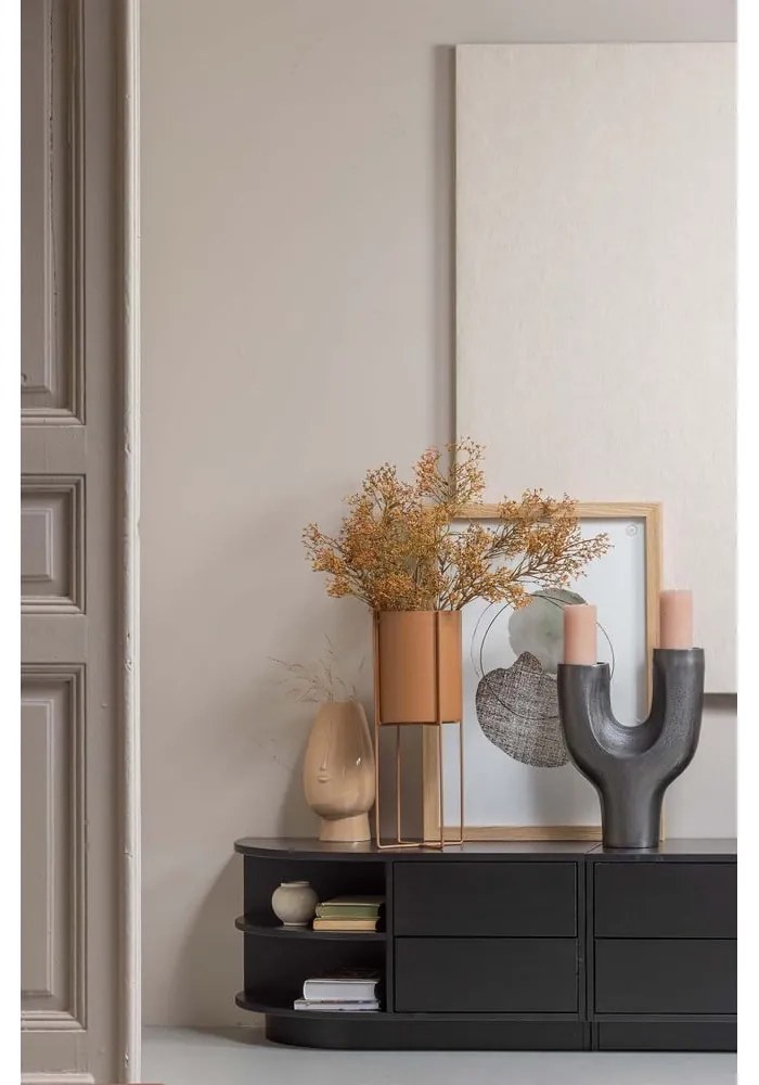 Fekete borovi fenyő nappali bútor szett 206x40 cm Finca – WOOOD