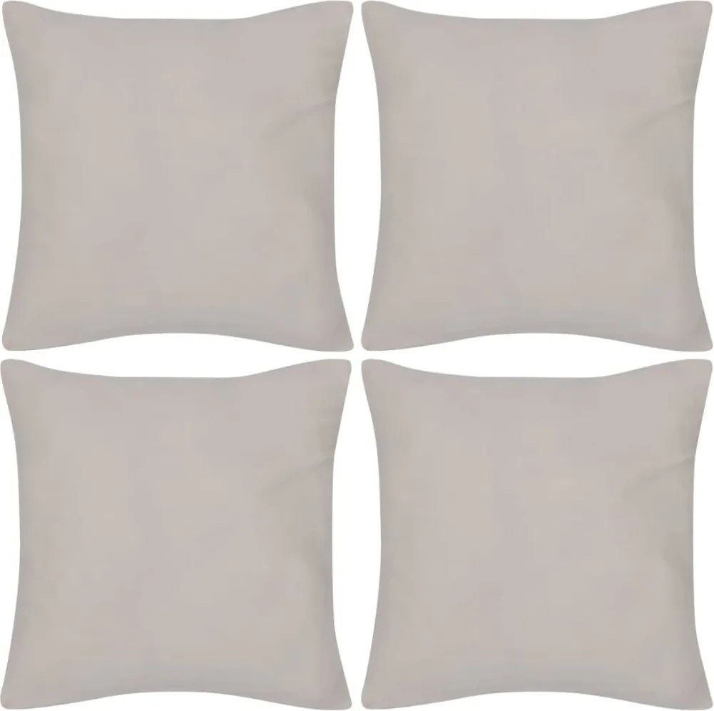 vidaXL 4 db pamut párnahuzat 40 x 40 cm bézs