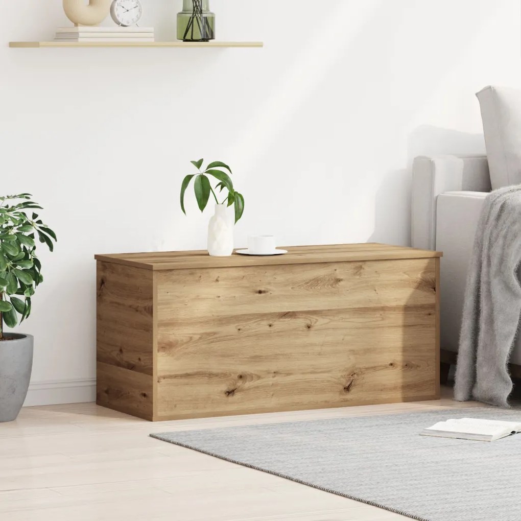 Tároló Doboza Fedéllel Kézműves Tölgy 100x42x46 cm Mérnöki Fa