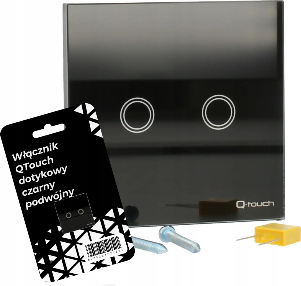 QTouch érintőkapcsoló fekete dupla üveg Xy