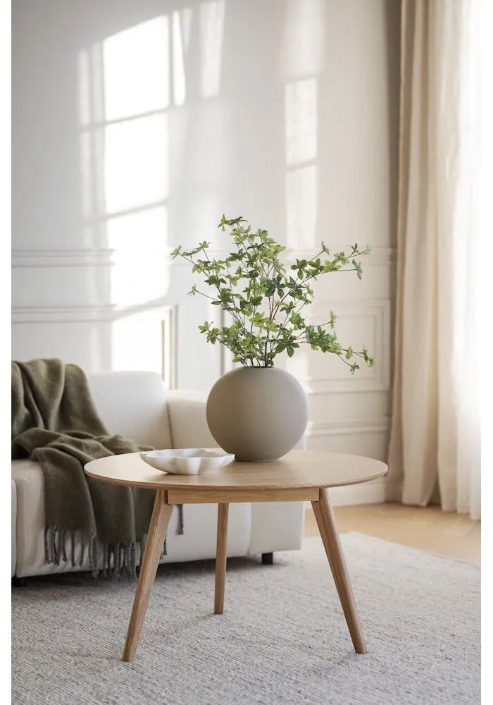 Natúr színű kerek dohányzóasztal tölgyfa dekorral 90x90 cm Yumi - Rowico