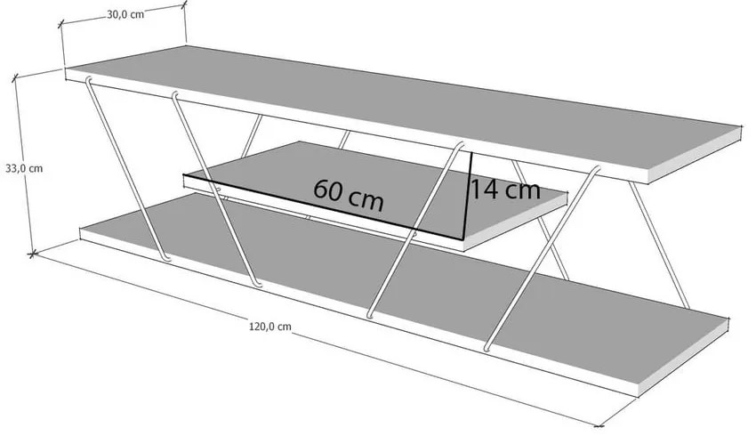 Natúr színű TV-állvány diófa dekorral 120x33 cm Canaz – Kalune Design