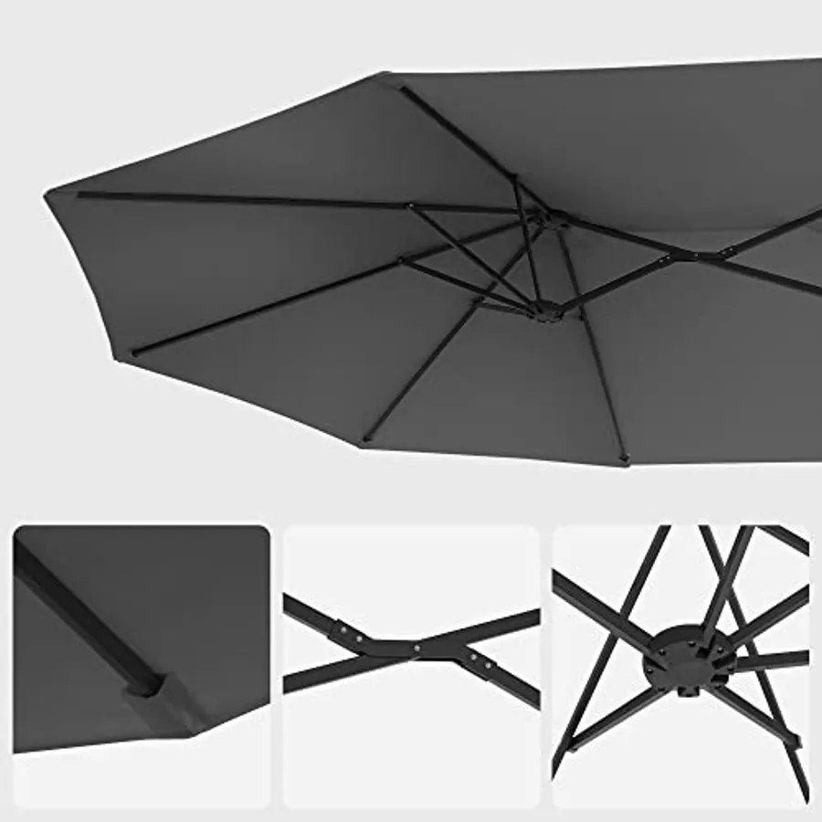 Dupla napernyő 460 × 270 cm, extra nagy kerti napernyő, UPF 50+, szürke