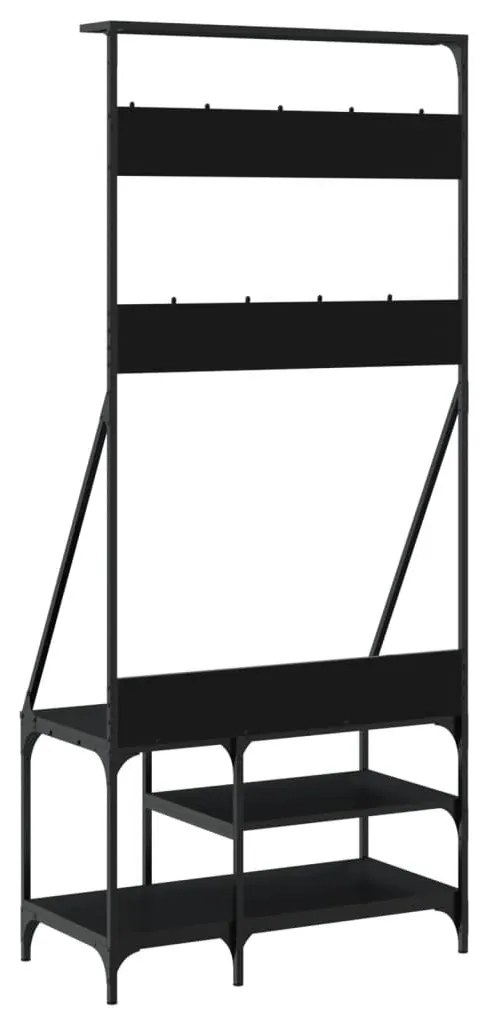 fekete ruhafogas cipőpolccal 80x40x184 cm