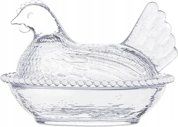 Üveg tároló doboz Tyúk fedővel 15,5x11,5x11,5cm
