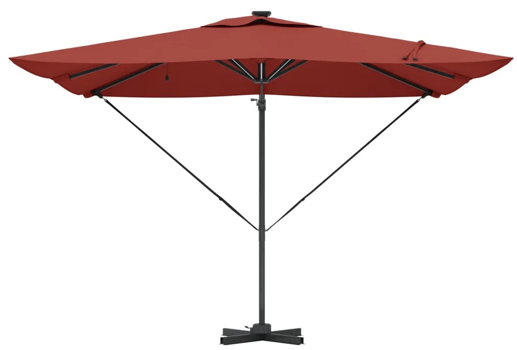 Roma Cantilever Napernyő LED lámpákkal, terrakotta - 286 x 285 x 270 cm, alumínium.
