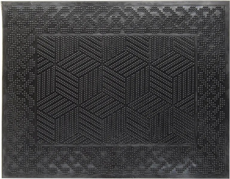 Lábtörlő ajtóhoz gumi téglalap alakú rayas 55 x 41 cm fekete sötét