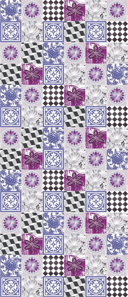 Fotótapéta Lila Absztrakt Geometriai Mozaik Virágok 91x211 +ragasztó