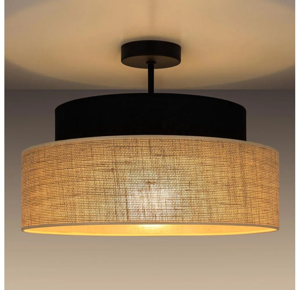 Felületre szerelhető csillár  BOHO 1xE27/60W/230V átm. 40 cm fekete/bézs