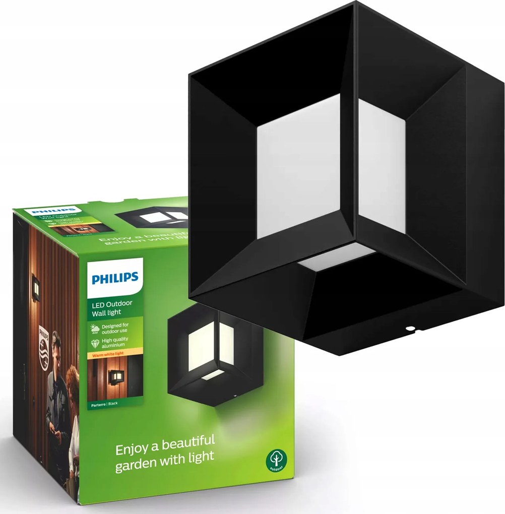 Kerti Led fali lámpa Parterre 8W 2700K IP44 fekete Philips