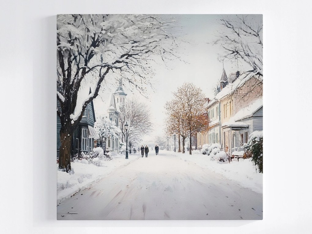 Poszter Lengyel Város Alföld Utca Tél Hó Fagy 80x80