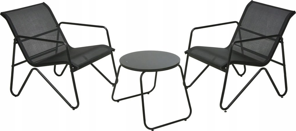 Kerti Bútor Szett Fém Asztal Átmérő 47CM Két Szék 58X76 CM