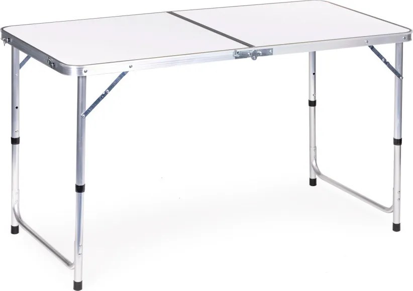 Kerti asztal, MultiGarden GMFC-FY12060, fehér, 120 x 60 cm, összecsukható, állítható magasság (60–70 cm), hordfogantyúval, teherbírás: 50 kg