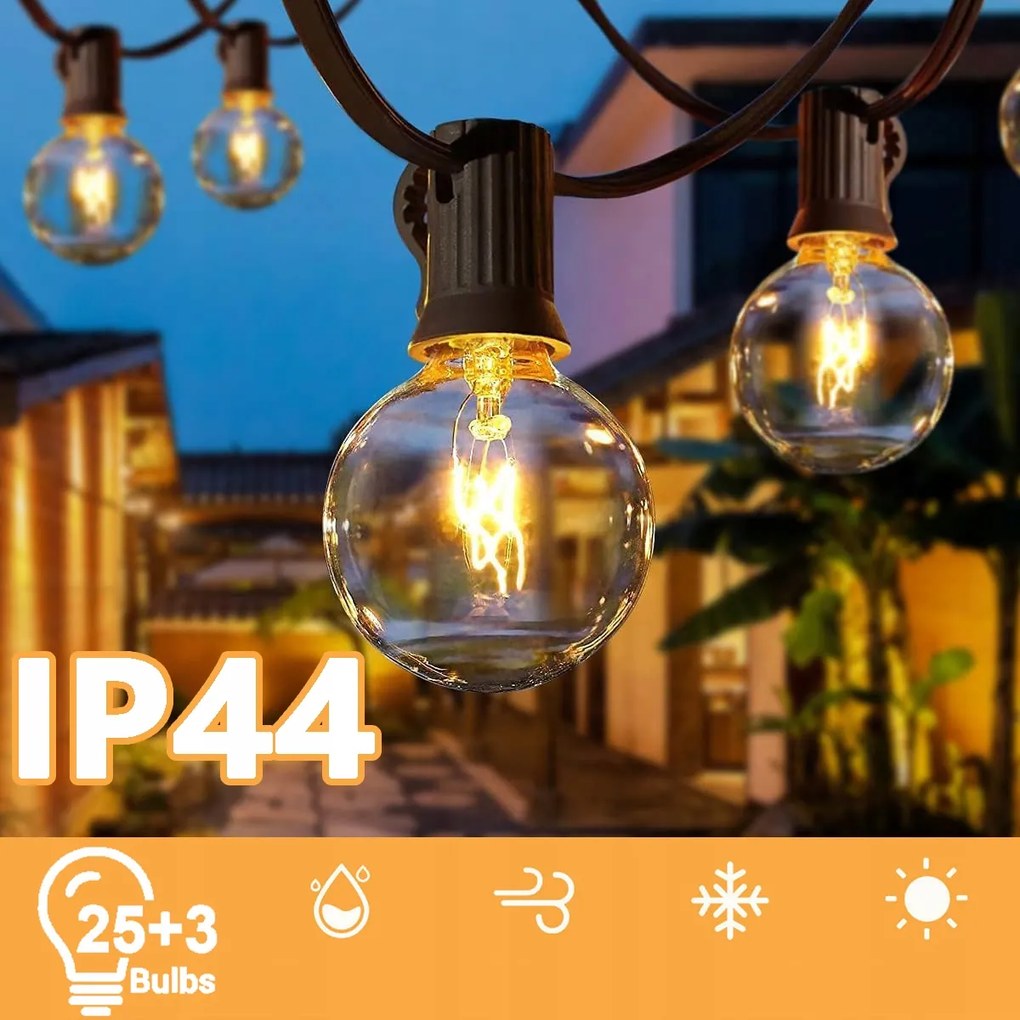 Kültéri Led Fényfüzérek Hálózatról Működtetve, Fényfüzérek, 8 M