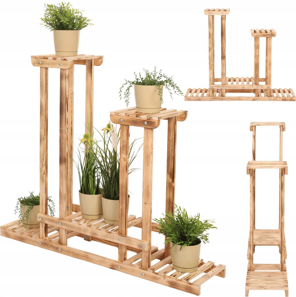 Virágágyás álló magas virágtartó állvány fa könyvespolc többszintes öko