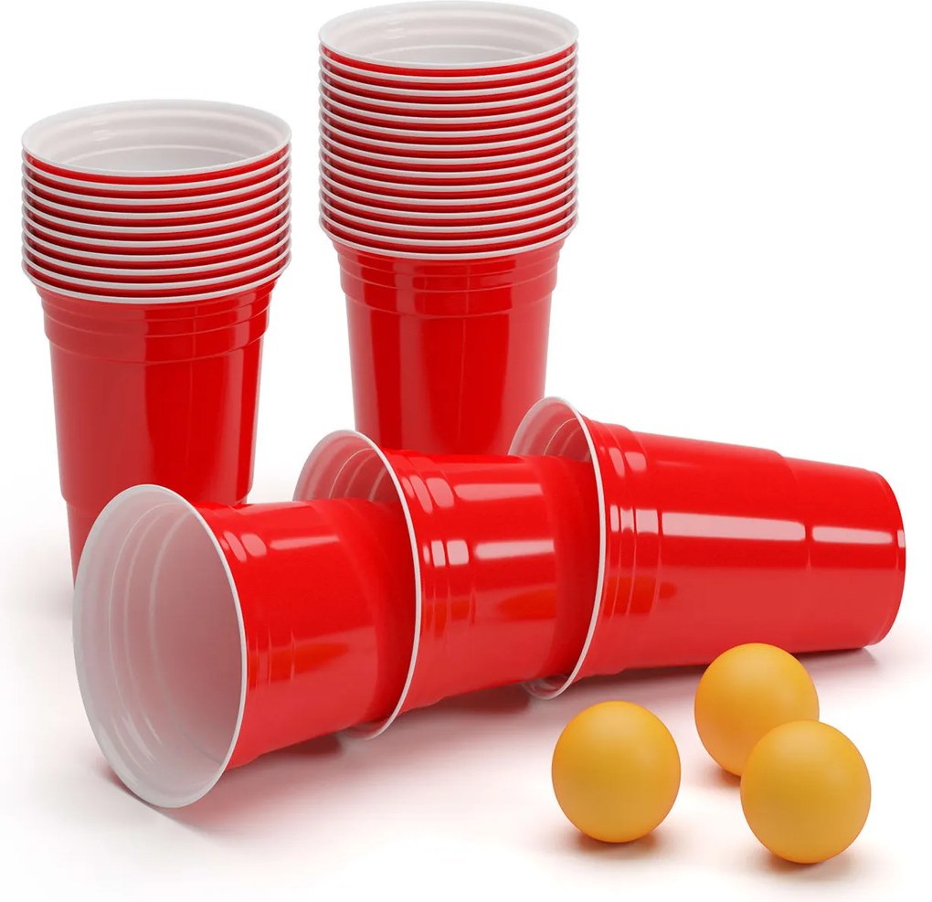 BeerCup Andrews, piros söröspoharak, 473 ml (16 oz), robusztus, mellékelve labdácskák és szabályok