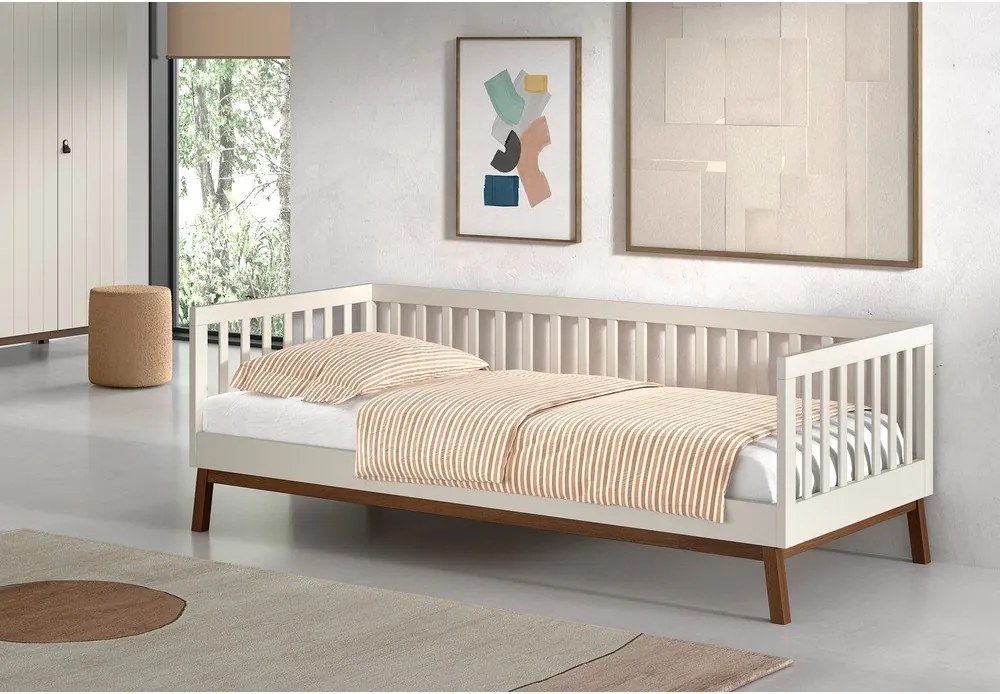 Bézs borovi fenyő gyerekágy ágyráccsal 90x200 cm Sezane – Vipack