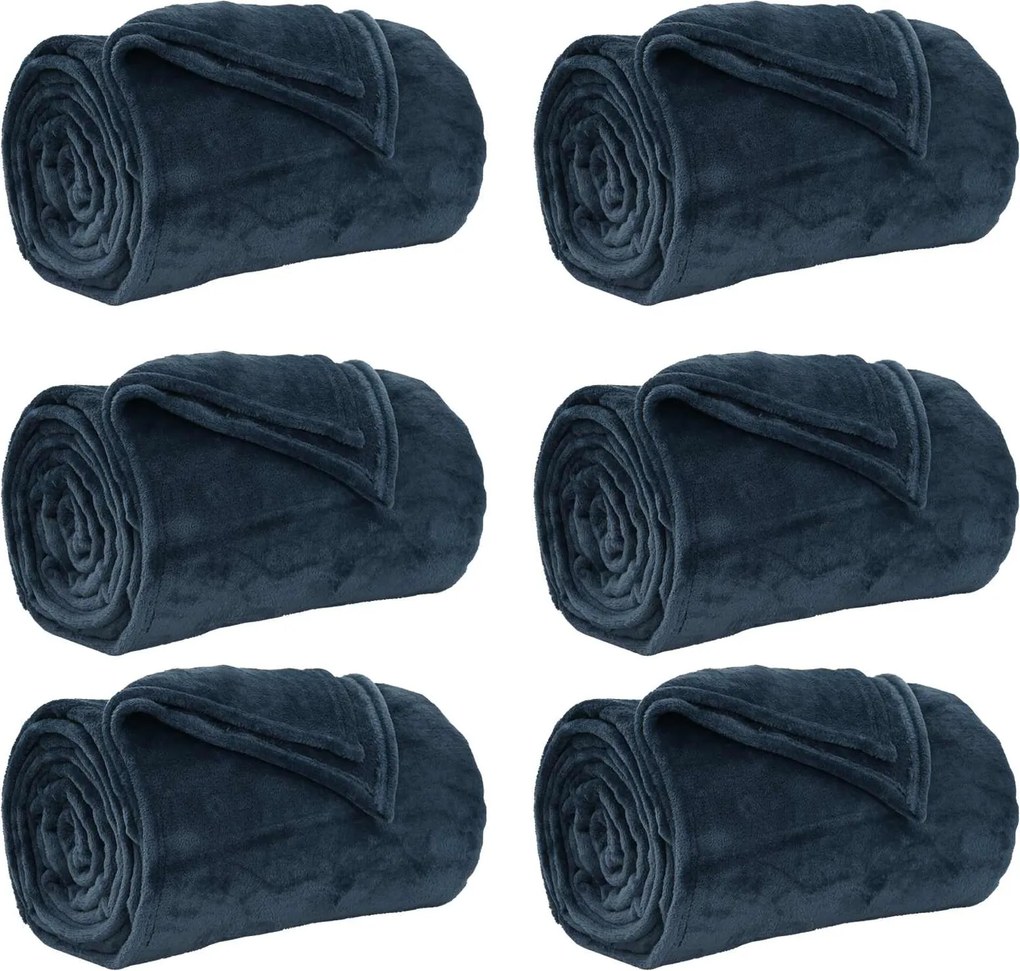vidaXL Takarók 6 pcs Sötétkék 150 x 200 cm Gyapjú